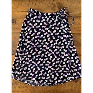 NWT Womens Talbots Wraparound Purple Pink White Side Button Leaf Print Skirt 6P‎